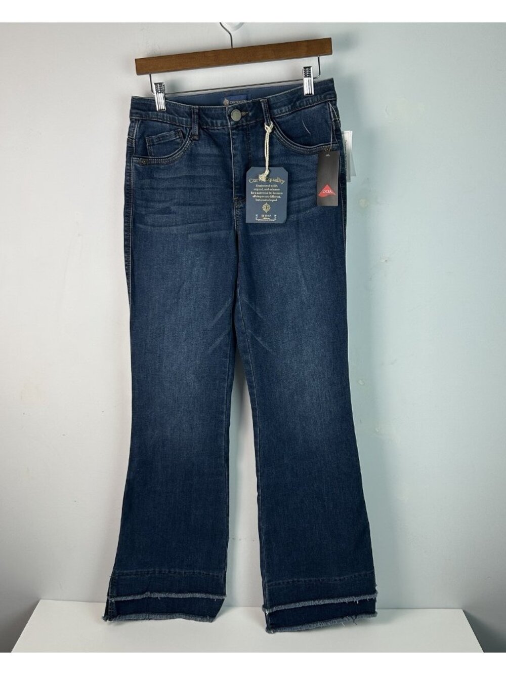 Democracy Jeans Women's Itty Bitty More Boot High Rise Layered Fray Slit Hem 8